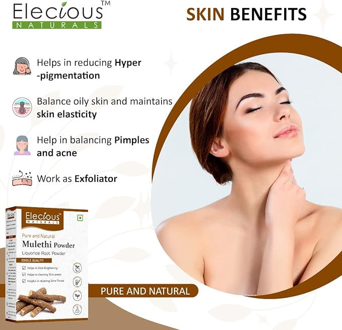 Elecious Mulethi Powder For Body, Skin, Face and Hair, 200 gm