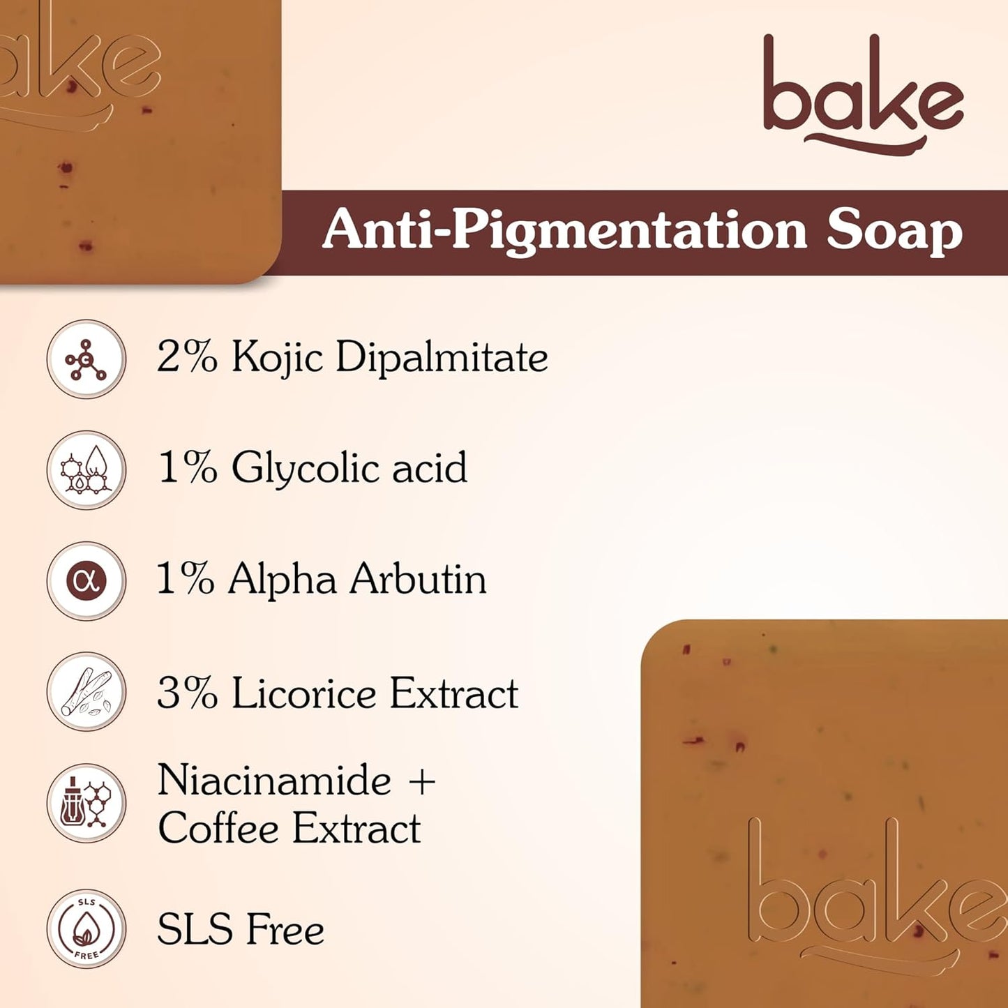 BAKE De-Tan Scrub Treatment Coffee Soap (200Gms Pack of 2) | Ultra Pigmentation Soap for Tan Removal | With 2% Kojic Acid, 1% Glycolic Acid, 1% Alpha Arbutin | | For Pigmentation, Dark Spots & Tan Removal | For Women & Men | 100g x 2