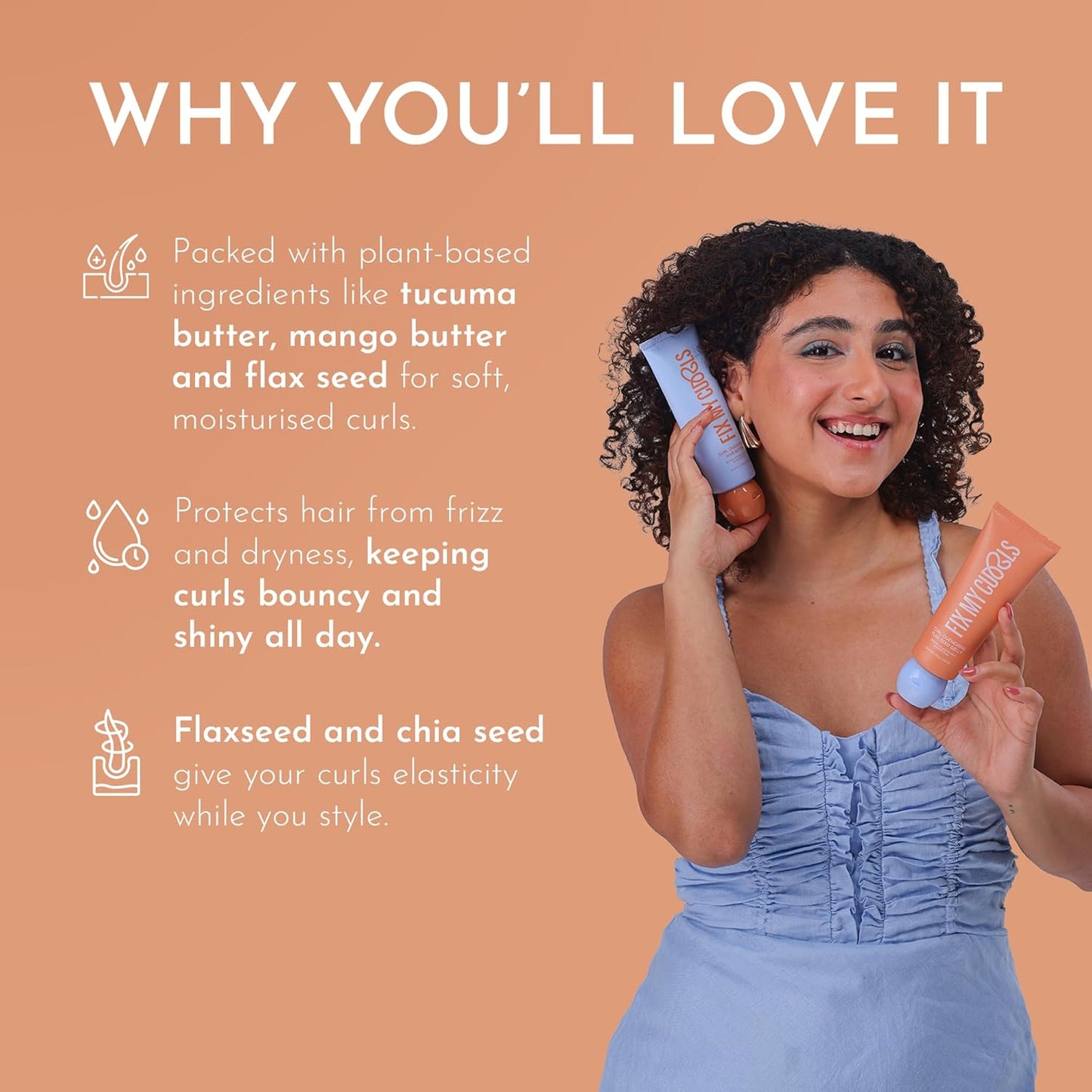 Fix My Curls Curl Quenching Moisture Styling Duo | For Curly, Wavy, Dry, Frizzy Hair| Curl Activator with Chia & Aloe Vera | Silicone Free| 100gm each