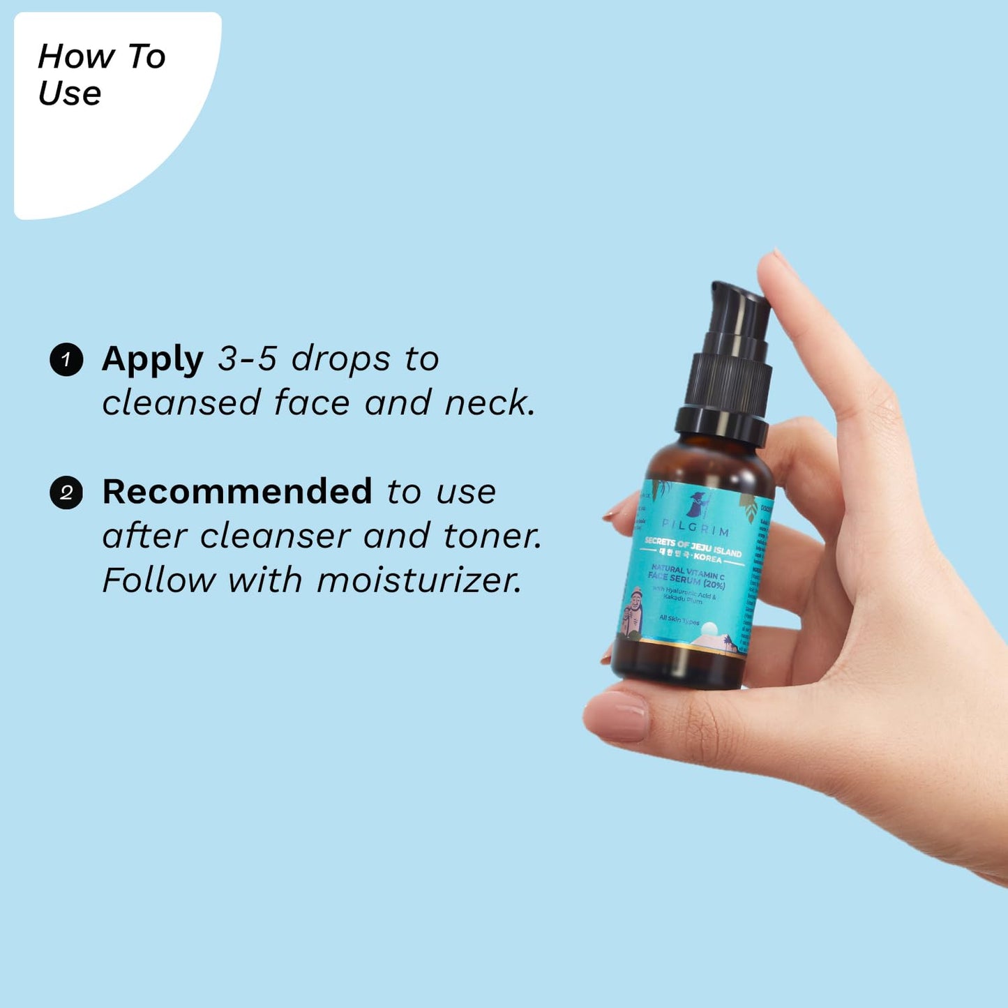 Pilgrim Korean 20% Vitamin C Face Serum with Hyaluronic Acid & Kakadu Plum, 30 ml