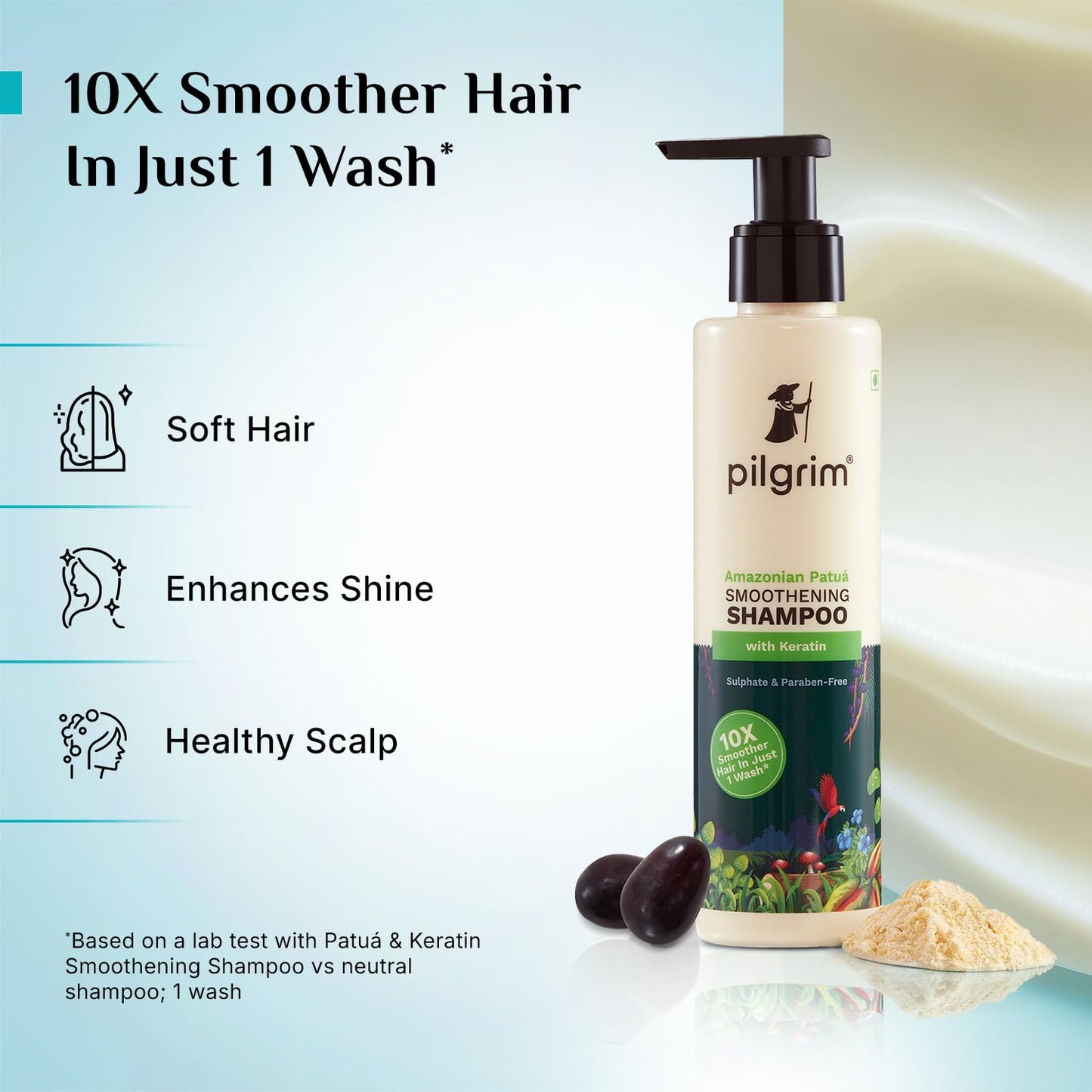 Pilgrim Patuá & Keratin Hair SMOOTHENING SHAMPOO for Dry & Frizzy hair | Sulphate & Paraben free shampoo for Women & Men | Hair Smoothening & healthy scalp | 200 ml
