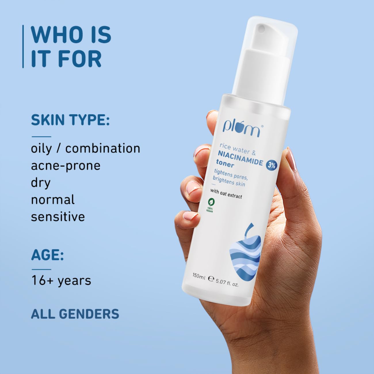 Plum 3% Niacinamide & Rice Water Face Toner | With Rice Ferment Extract 150ML
