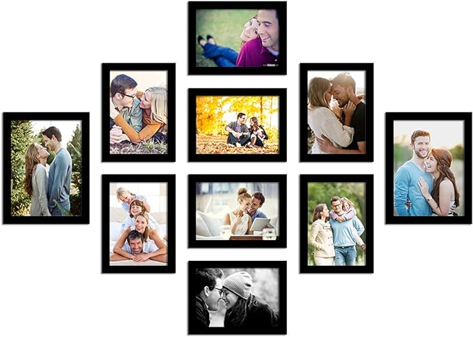 Art Street Photo Frame For Wall Set Of 10 Black Picture Frames For Home Decoration, Wall Decor Ecoseries -Size -6X8,5X7 Inches,Medium Density Fibreboard;Synthetic Wood;Plexiglass, Rectangular