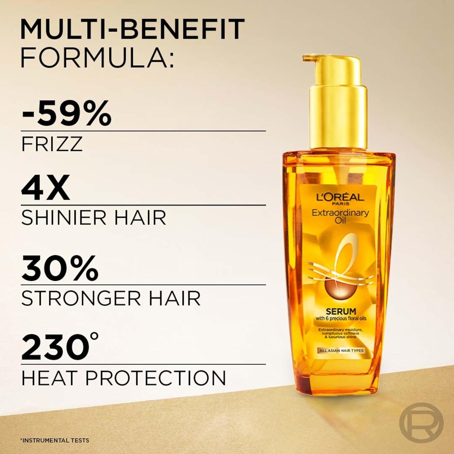 L'Oreal Paris Serum, Protection and Shine, For Dry, Flyaway & Frizzy Hair, With 6 Rare Flower Oils, Extraordinary Oil, 30ml