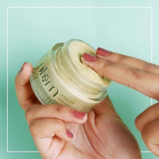 Plum Green Tea Clear Face Mask | Kaolin & Bentonite Clay Mask for Acne and Clogged Pores | Oily Skin | Brighter, Glowing Skin Face Pack | 60 g