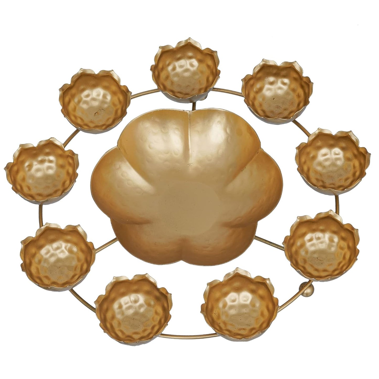 Webelkart Premium 9 Lotus Diya Shape urli Bowl for Home and Pooja Decorations, 12 Inches,Gold