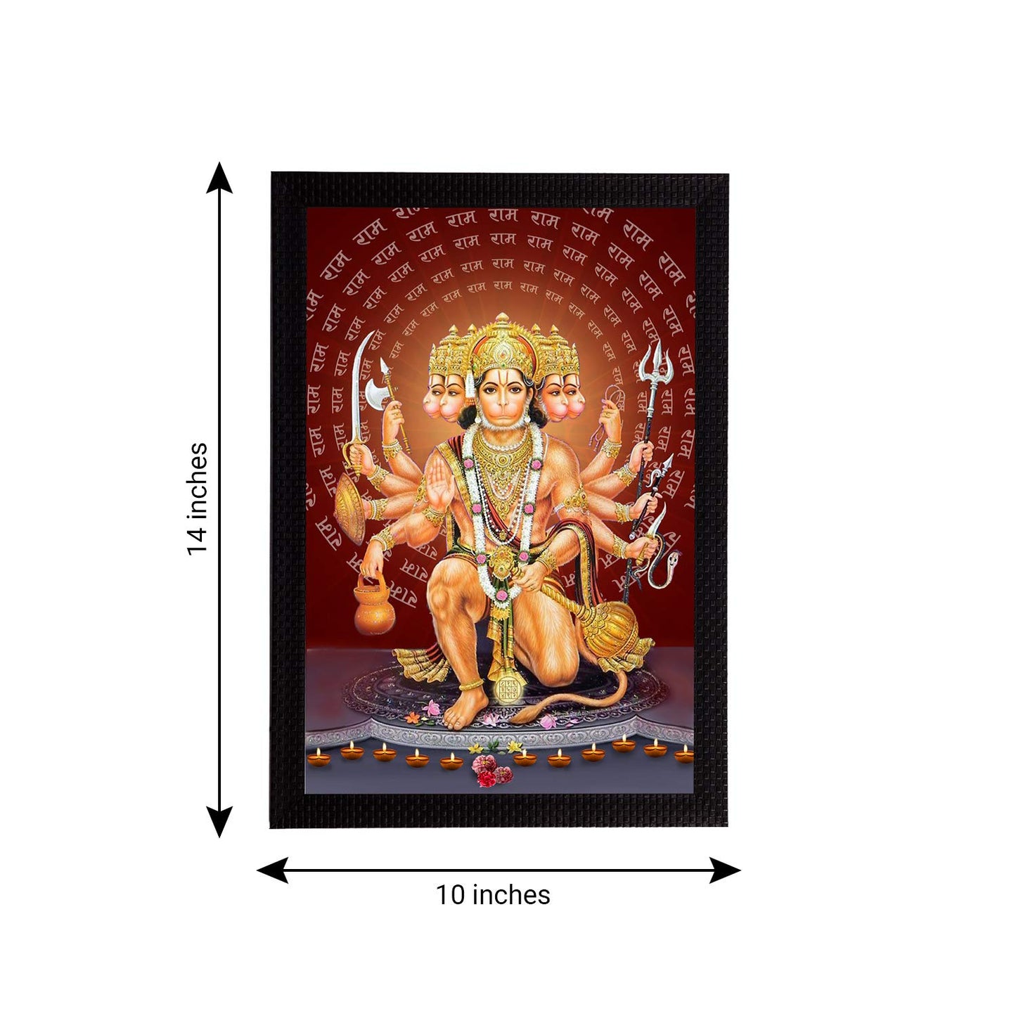 eCraftIndia Lord Panchmukhi Hanuman Painting, Picture for Entrance, Main Door, South, South West Main Door Vastu Dosh Rectification Remedy of Home, Office and Factory