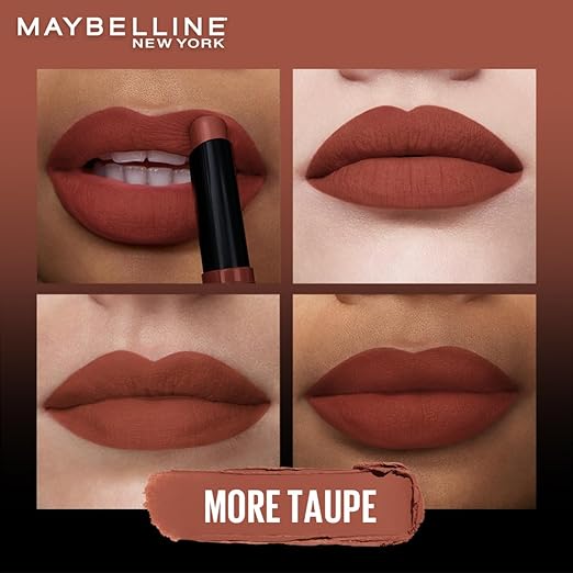 Maybelline New York Lipstick, Matte Finish, Bold Colour, Enriched With Jojoba Oil, Color Sensational Ultimattes, 799 More Taupe, 1.7 g