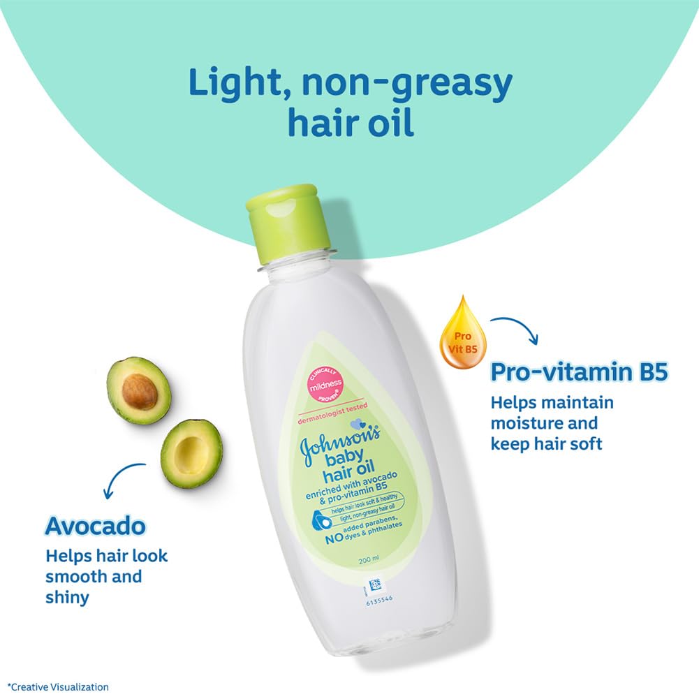 Johnson's Baby Hair Oil 200ml (Pack of 2)