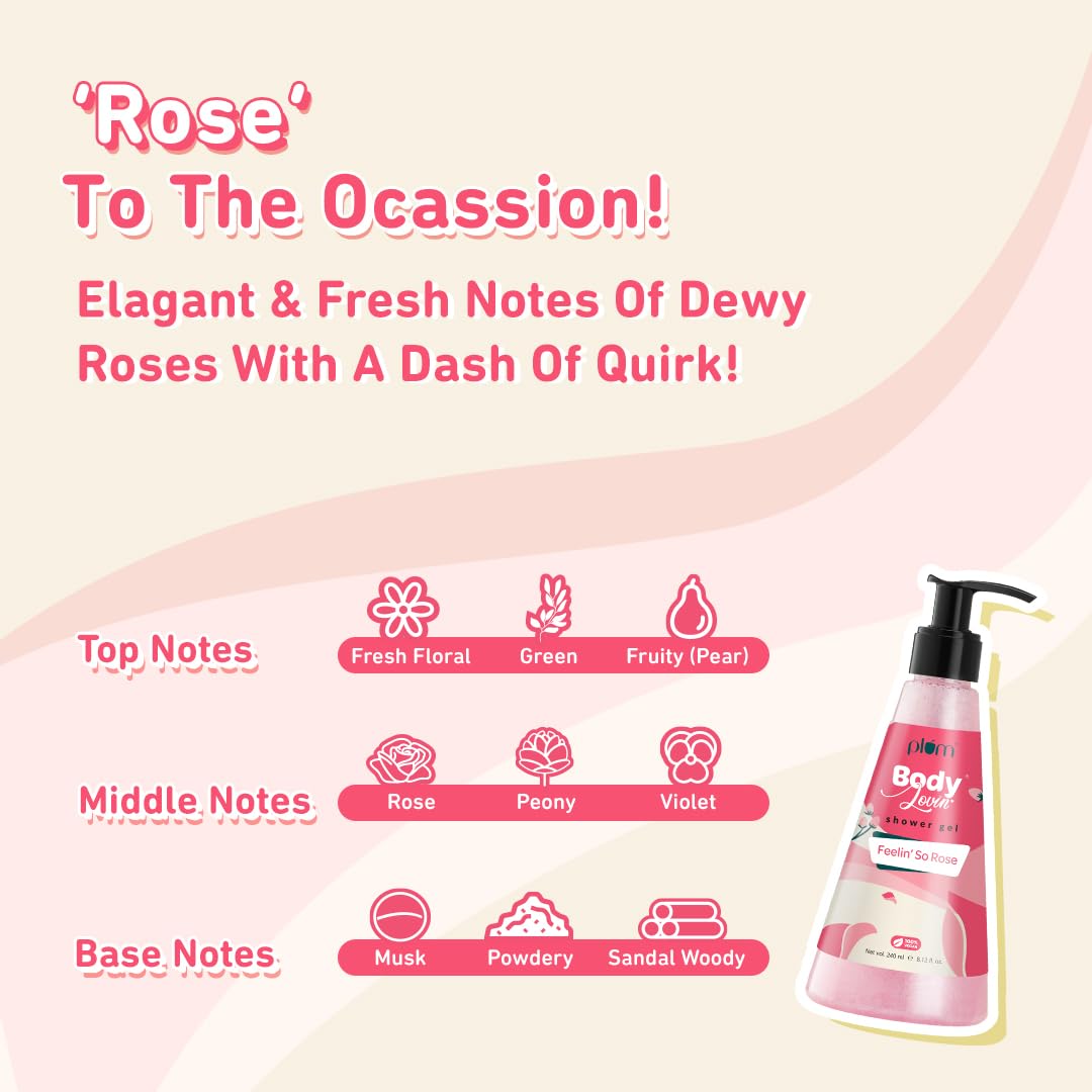 Plum BodyLovin' Feelin' So Rose Shower Gel | | Long Lasting Musky Rose Fragrance , 240 ml