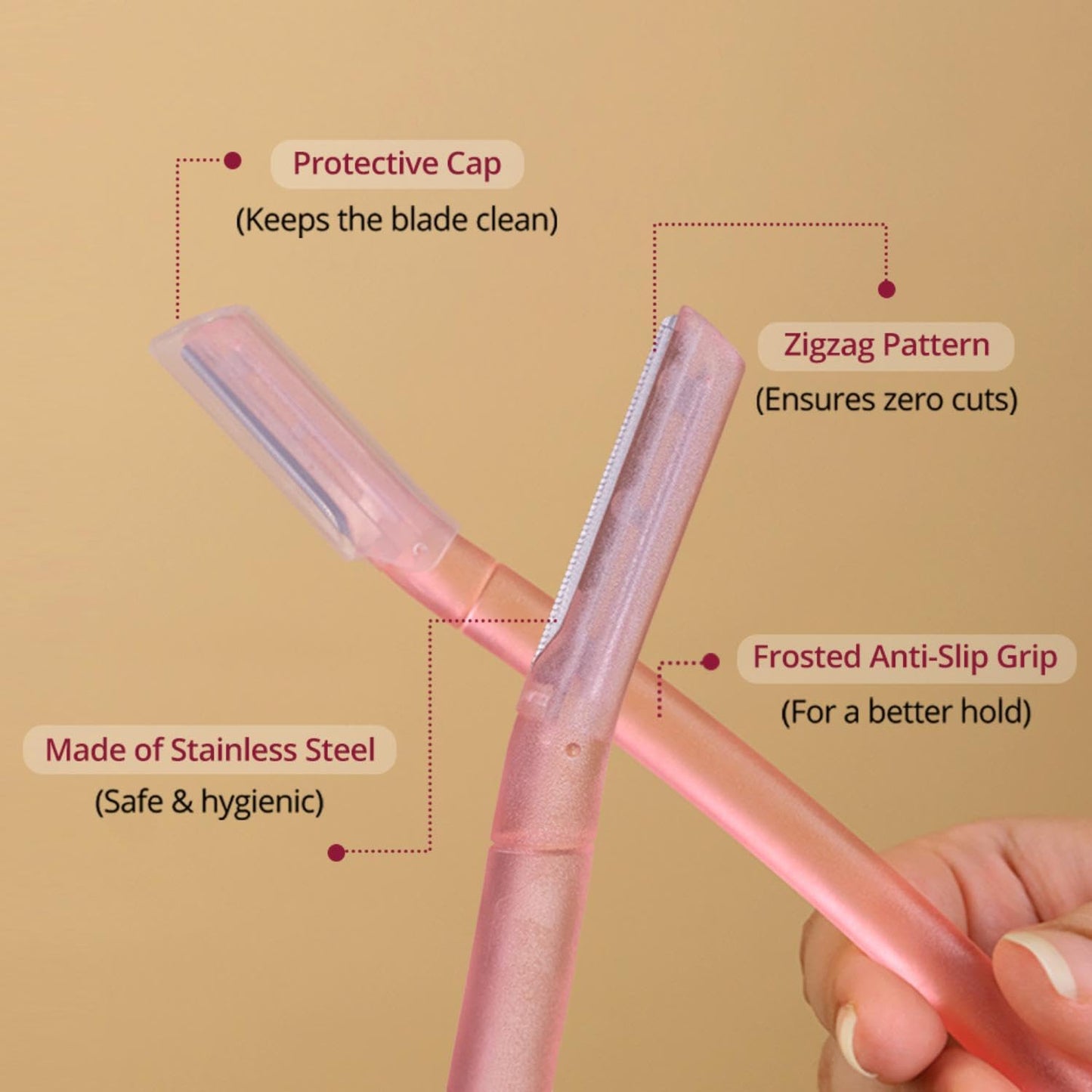 Carmesi Reusable Face Razor for Women Facial Hair- 3 Razors | Instant & Painless Hair Removal