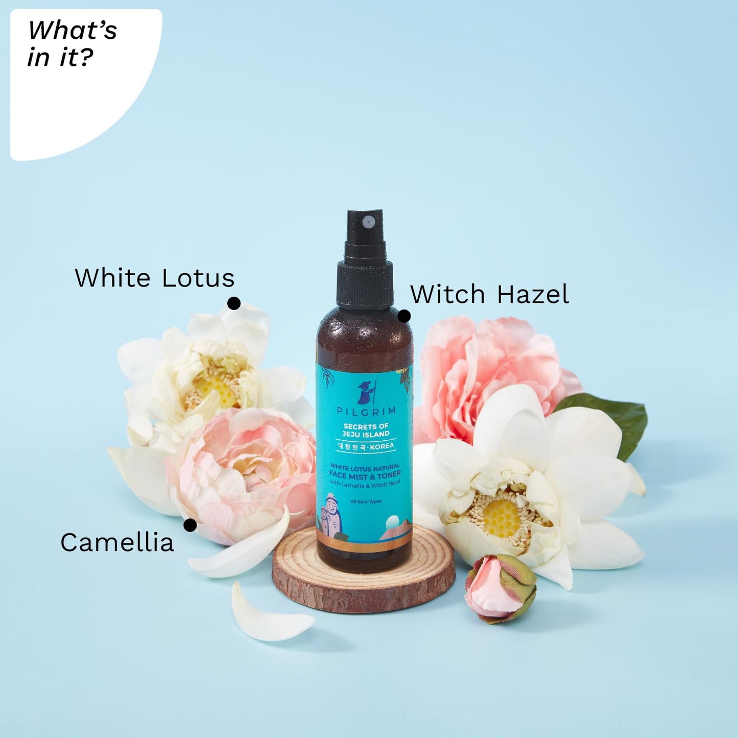 Pilgrim Korean Beauty White Lotus Refreshing Face Mist & Toner, 100 ml