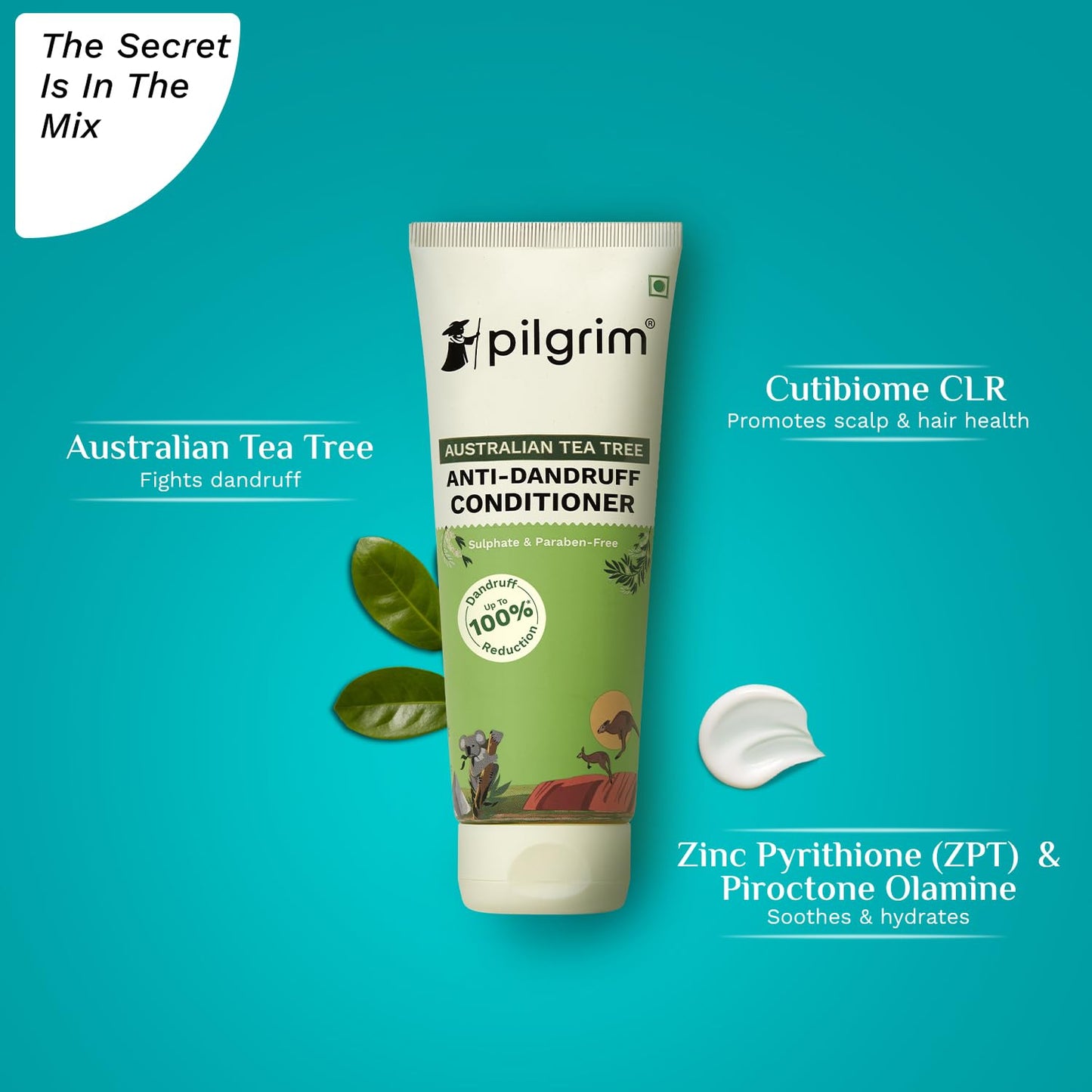 Pilgrim Australian Tea Tree Anti-Dandruff Unscented Conditioner For All Hair Type 200 millilitre | Smoothens Strands & Detangles Hair | Fights and Prevents Dandruff | For Men & Women (Pack of 1)