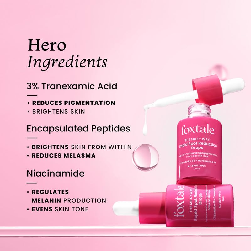 Foxtale 3% Tranexamic Acid Face Serum with Peptides & Niacinamide, 30 ml