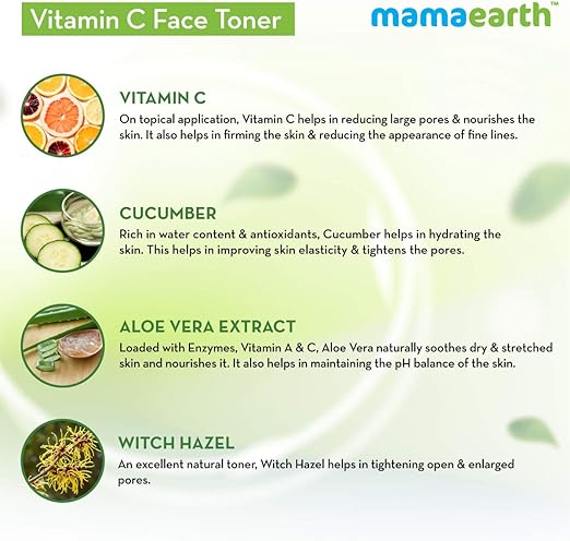 Mamaearth Vitamin C Face Toner/Vitamin C & Cucumber, 200 ml