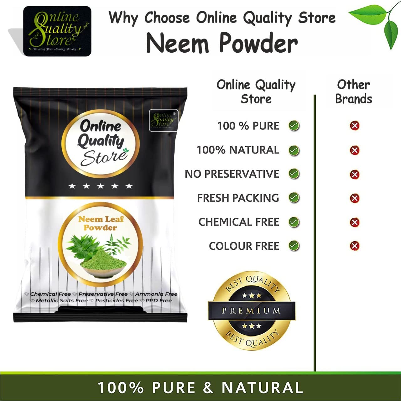 Neem powder for face, Neem powder for skin - With Size Options (100Gm)