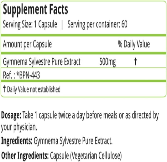nature's velvet Lifecare Gymnema Sylvestre Pure Extract 500 mg, 60 Veggie Capsules(1+1)