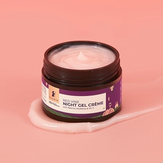 Pilgrim French Red Vine Anti Aging Night Cream For Women With Retinol, Mulberry & Vitamin C For Glowing Skin & Skin Repair - 50g