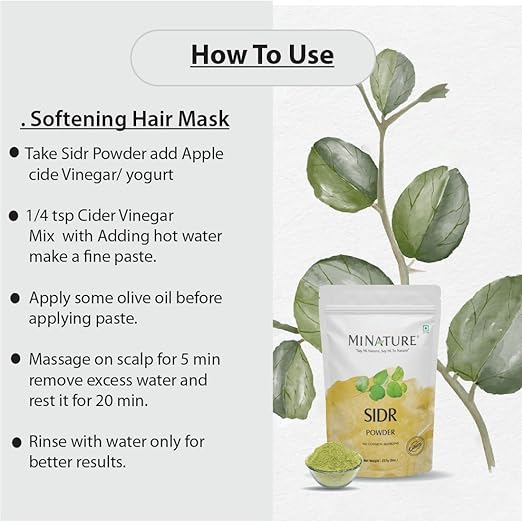 Mi Nature 100% Natural Sidr Powder 227g (237ml) (0.5 lb) Sidr leaves Powder for hair Natural Hair conditioner Natural source of mucilages and saponins Natural hair cleanser
