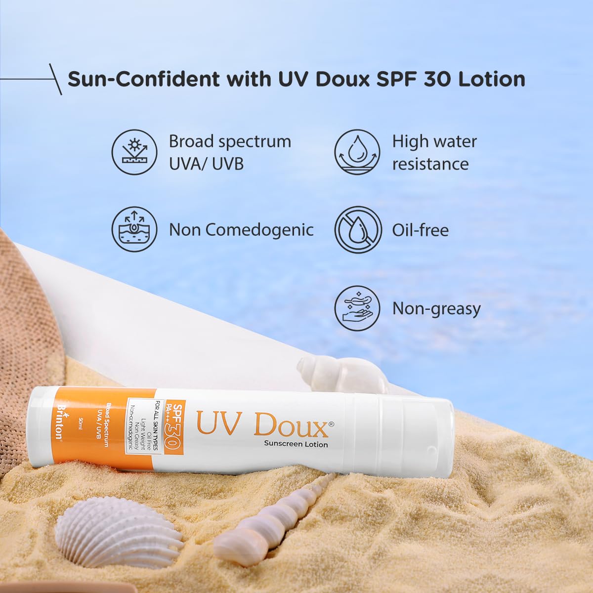 UV Doux Sunscreen Lotion with SPF 30 | Oil Free Formula | UVA & UVB Protection 50 ml
