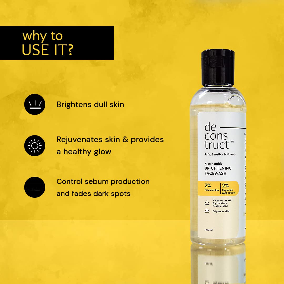 Deconstruct Brightening Facewash | 2% Niacinamide + 2% Liquorice Root Extract, 100 ml