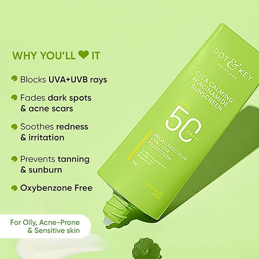 Dot & Key CICA Claming Niacinamide Sunscreen with SPF 50 PA+++, 50 gm