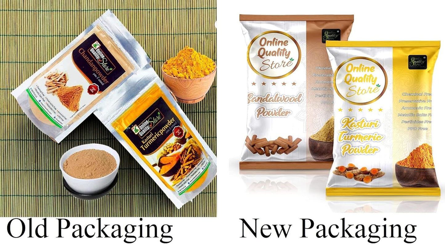 Online Quality Store Kasturi Turmeric Powder for Face + Pure natural Sandalwood Powder |kasturi haldi powder,wild turmeric powder,kasturi manjal |chandan powder for face,skin(Pack of 2 ,100g each ,Total 200g Pack)