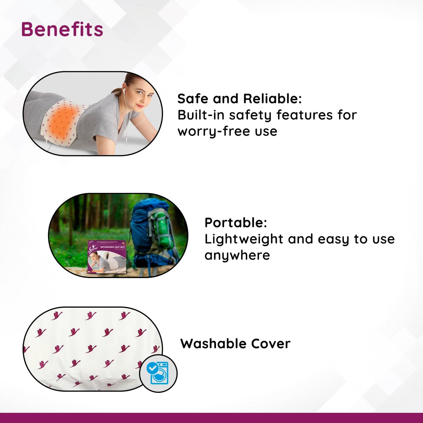 Flamingo Orthopaedic Electric Heating Pad with Extra Cover | Heat Belt with Temperature Controller , Regular