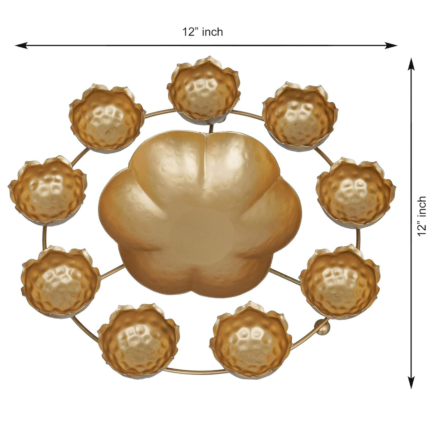 Webelkart Premium 9 Lotus Diya Shape urli Bowl for Home and Pooja Decorations, 12 Inches,Gold