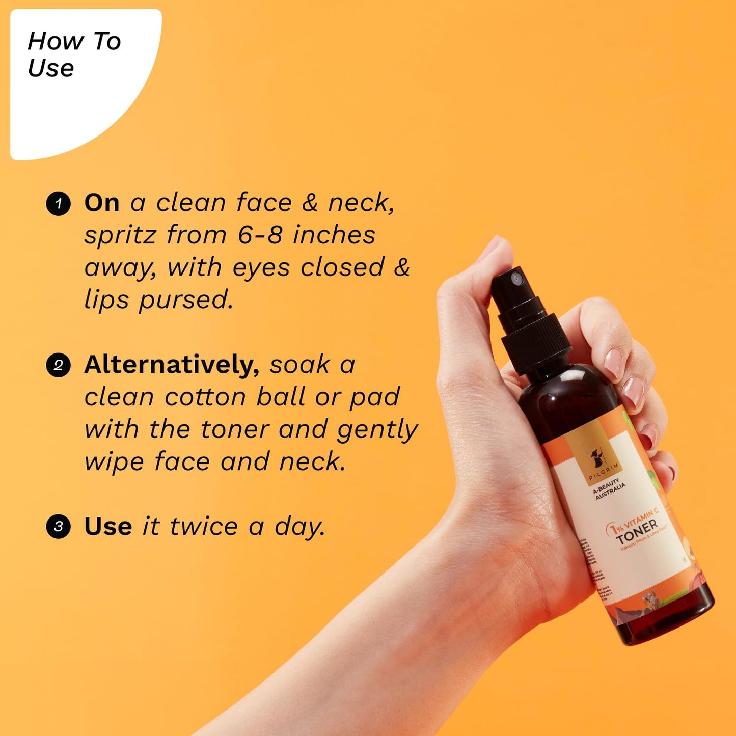 Pilgrim Australian 1% Vitamin C Toner for glowing skin with Kakadu Plum & Lime Pearl, 100 ml