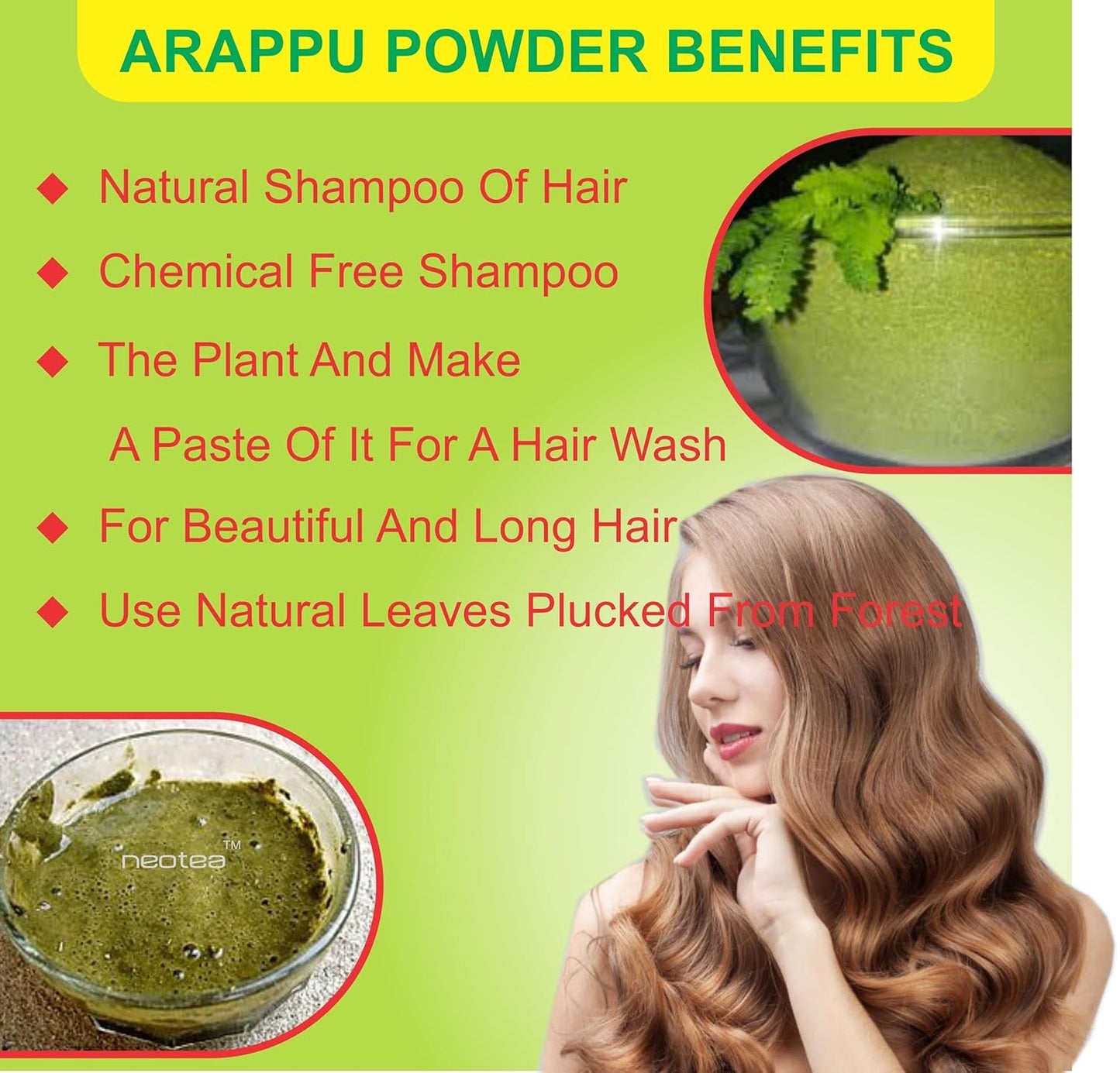 Neotea Natural Arappu Powder | Albizia Amara | Traditional Herbal Hair Wash & Conditioner, 300 gm
