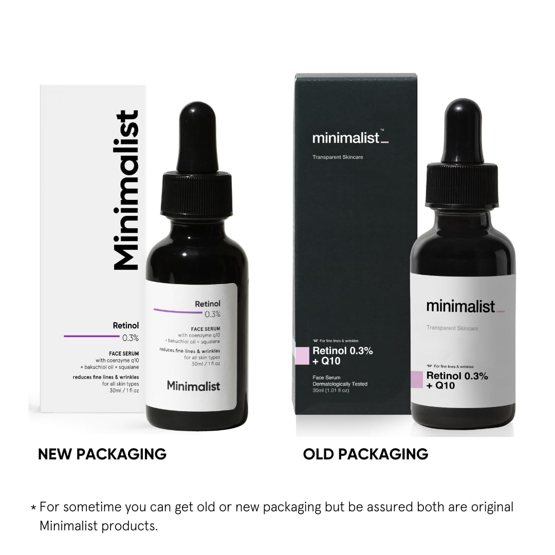 Minimalist 0.3% Retinol Face Serum For Anti Aging For Beginners | Night Face Serum - For Women & Men , 30 ml