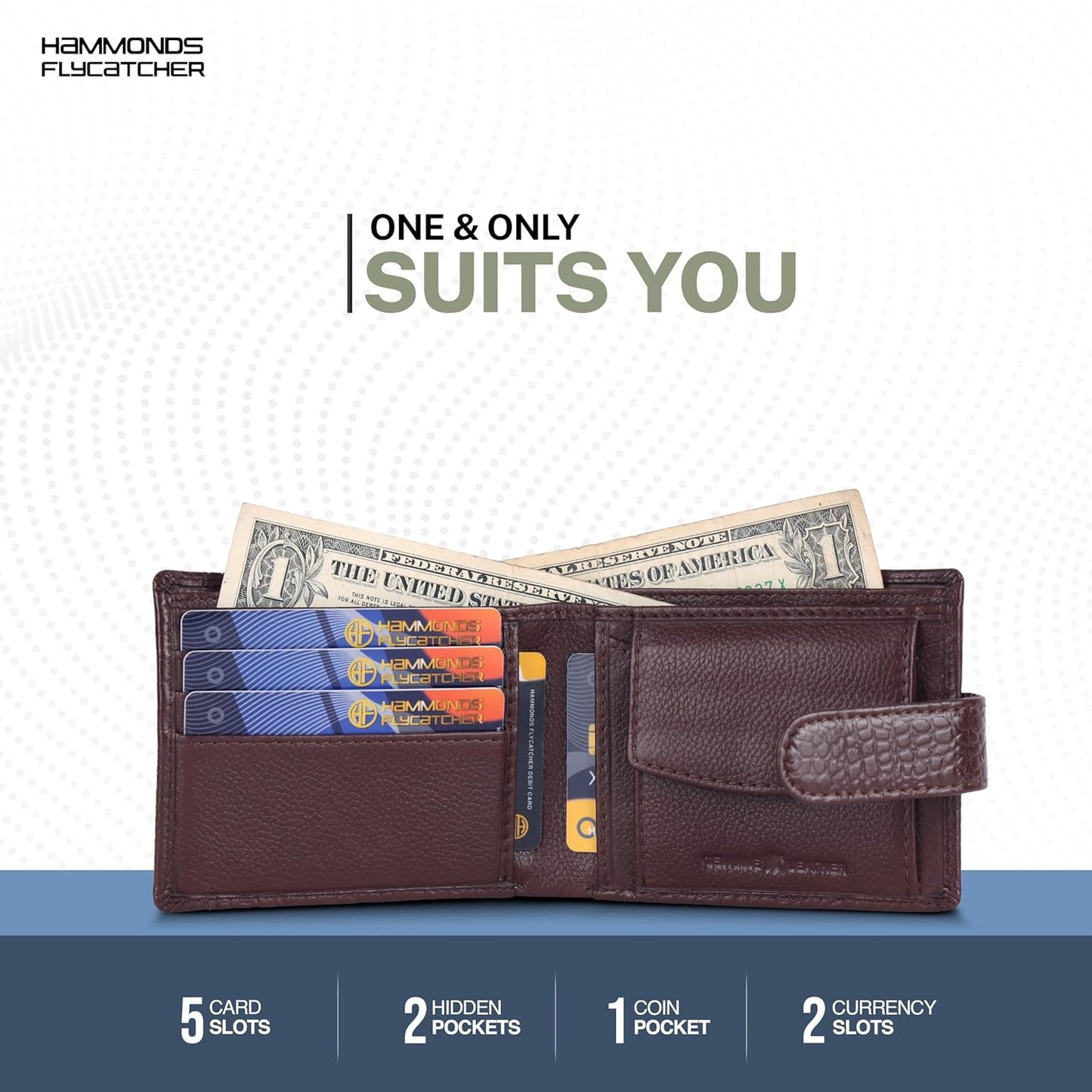 HAMMONDS FLYCATCHER Wallet for Men Leather Original, Croc Brown