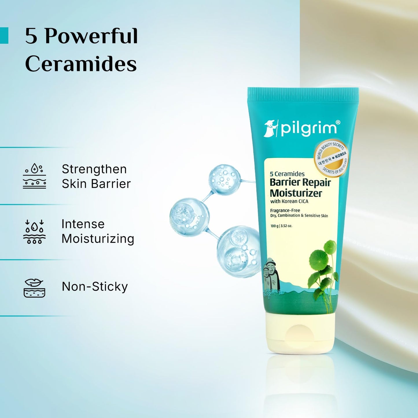 Pilgrim 5 Ceramides Moisturizer for Face, 100 gm