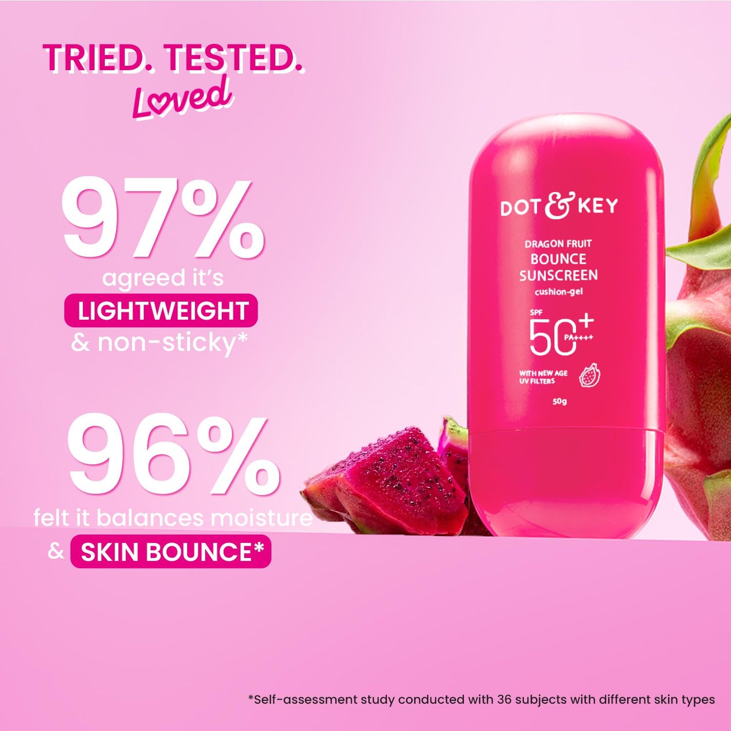 Dot & Key Dragon Fruit Bounce Sunscreen In-Vivo Tested SPF 50+ PA++++, 50 gm