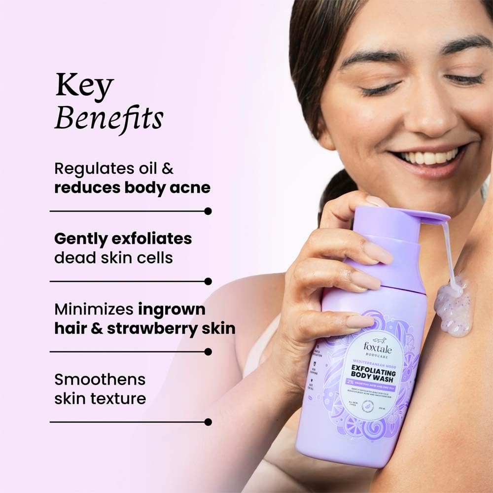 FoxTale 2% Salicylic Acid Exfoliating Body Wash With Zinc Pca, 250 ml
