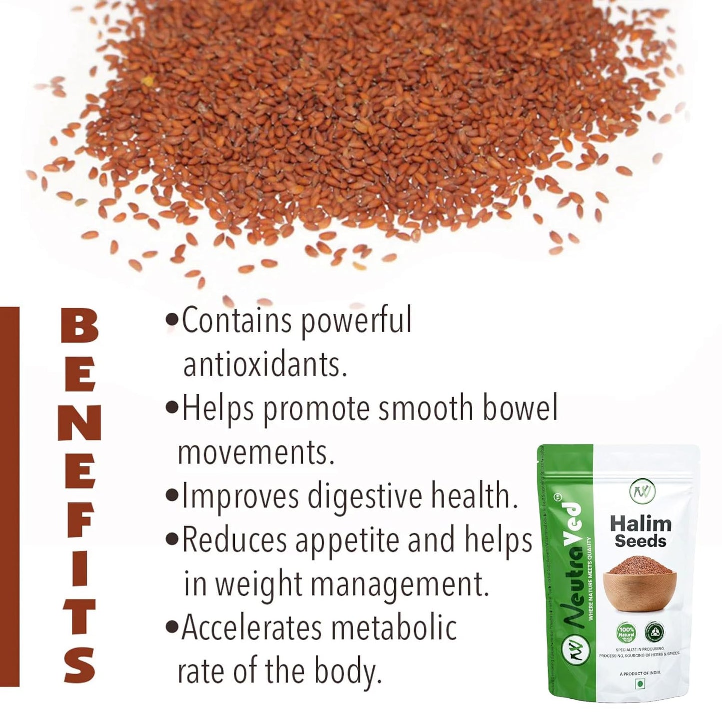 NeutraVed Halim Seeds 350g | Aliv for Eating Superfood & Hair Growth | Asaliya | Garden Cress | Haleem Seeds | Immunity Booster - 350g