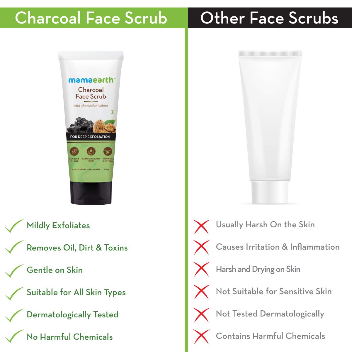 Mamaearth Charcoal Face Scrub - 100 gm