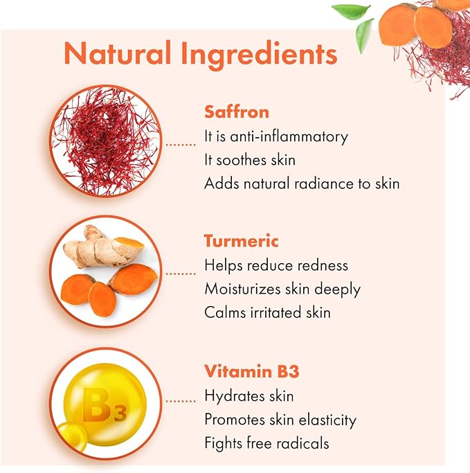 Good Vibes Ubtan Insta Glow Light Day Cream - Contain Saffron, Turmeric, & Vitamin B3 - Chemical Free - 50 g