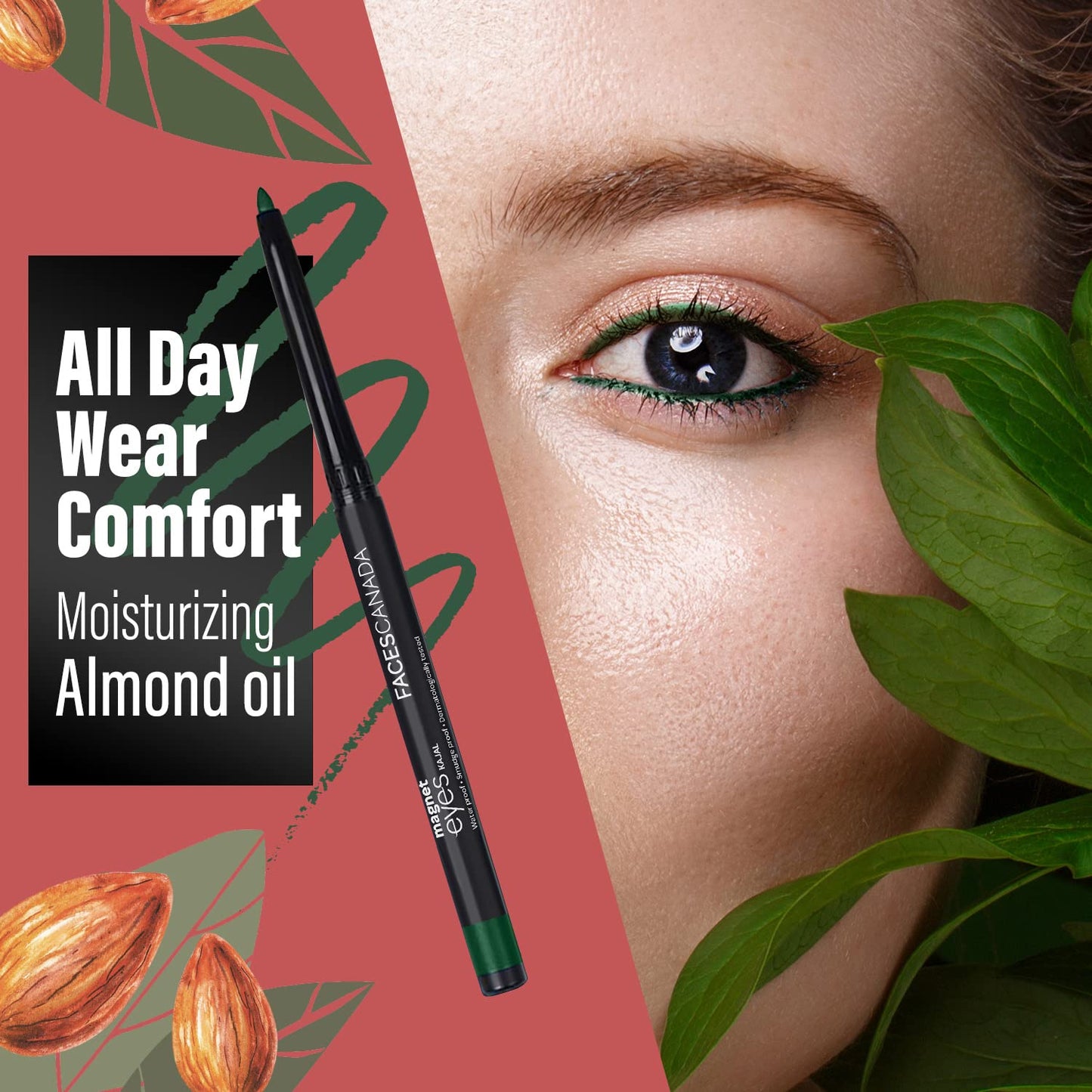FACESCANADA Magneteyes Color Kajal Pencil - Green Appreciation 02, 0.30G|Highly Pigmented Kohl|12 Hr Long Stay