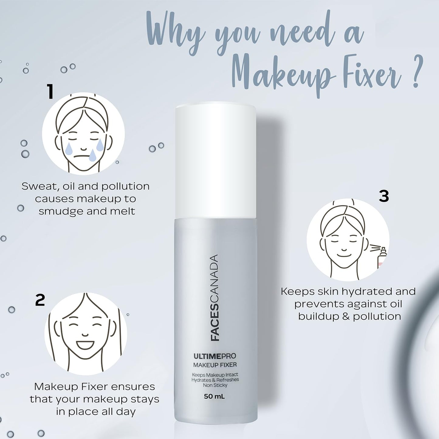 FACESCANADA Ultime Pro Makeup Fixer, 50 ml, Long Lasting Makeup Setting Spray