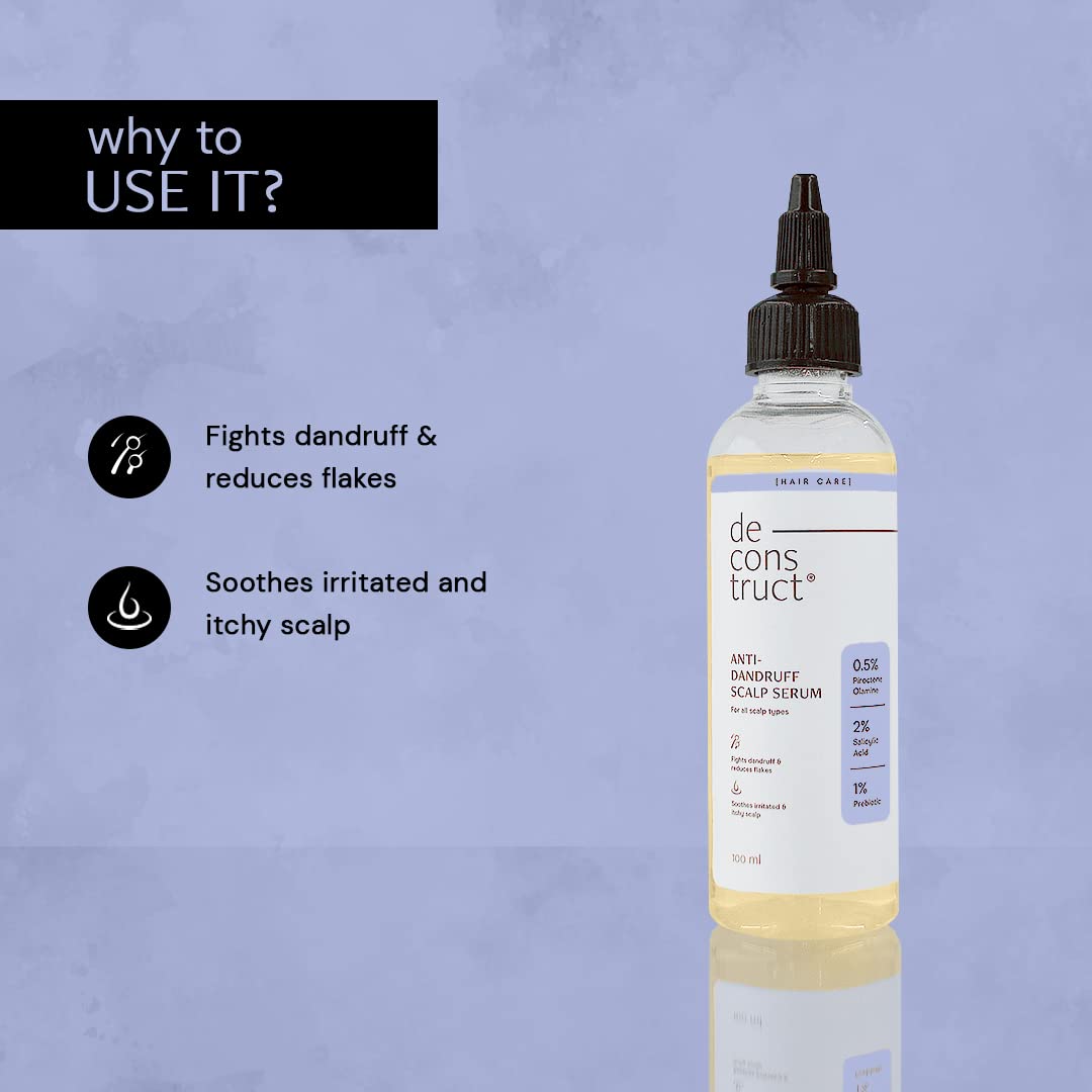 Deconstruct Anti-Dandruff Scalp Serum, Contains 2% Salicylic Acid + 1% Prebiotic + 0.5% Piroctone Olamine, 100 ml