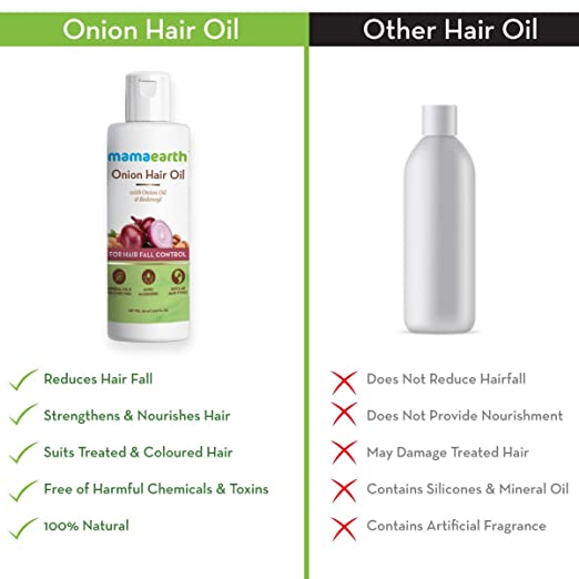Mamaearth Onion Hair Oil with Onion Oil & Redensyl for Hair Fall Control, 200 ml