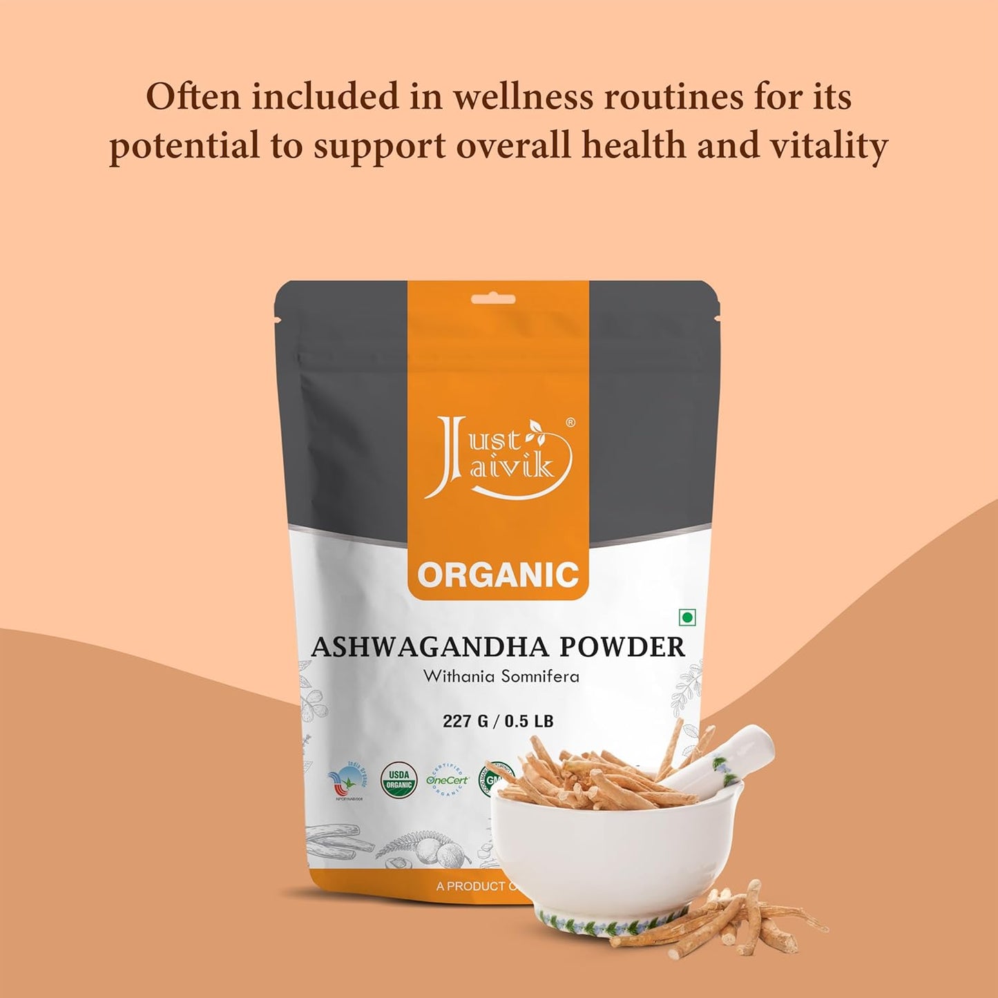 Just Jaivik Organic Ashwagandha Root Powder, 227 gm