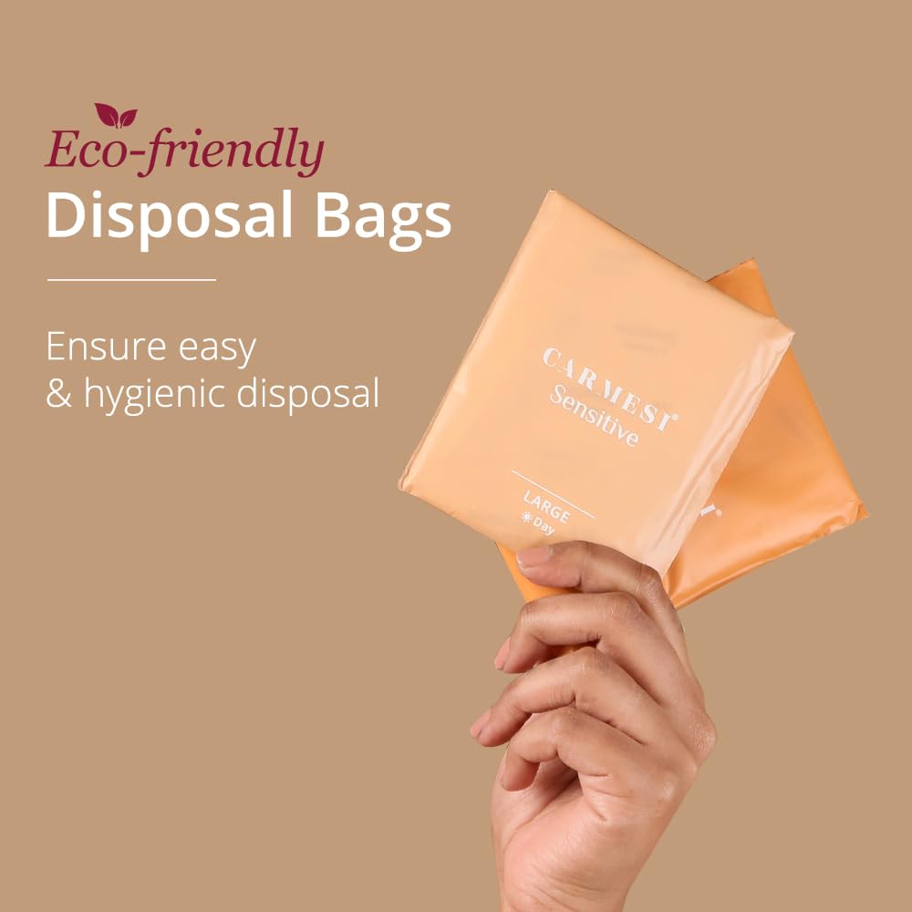 Carmesi Sanitary Pads Rash Free Organic, With Disposal Bags,30 Pads, XL
