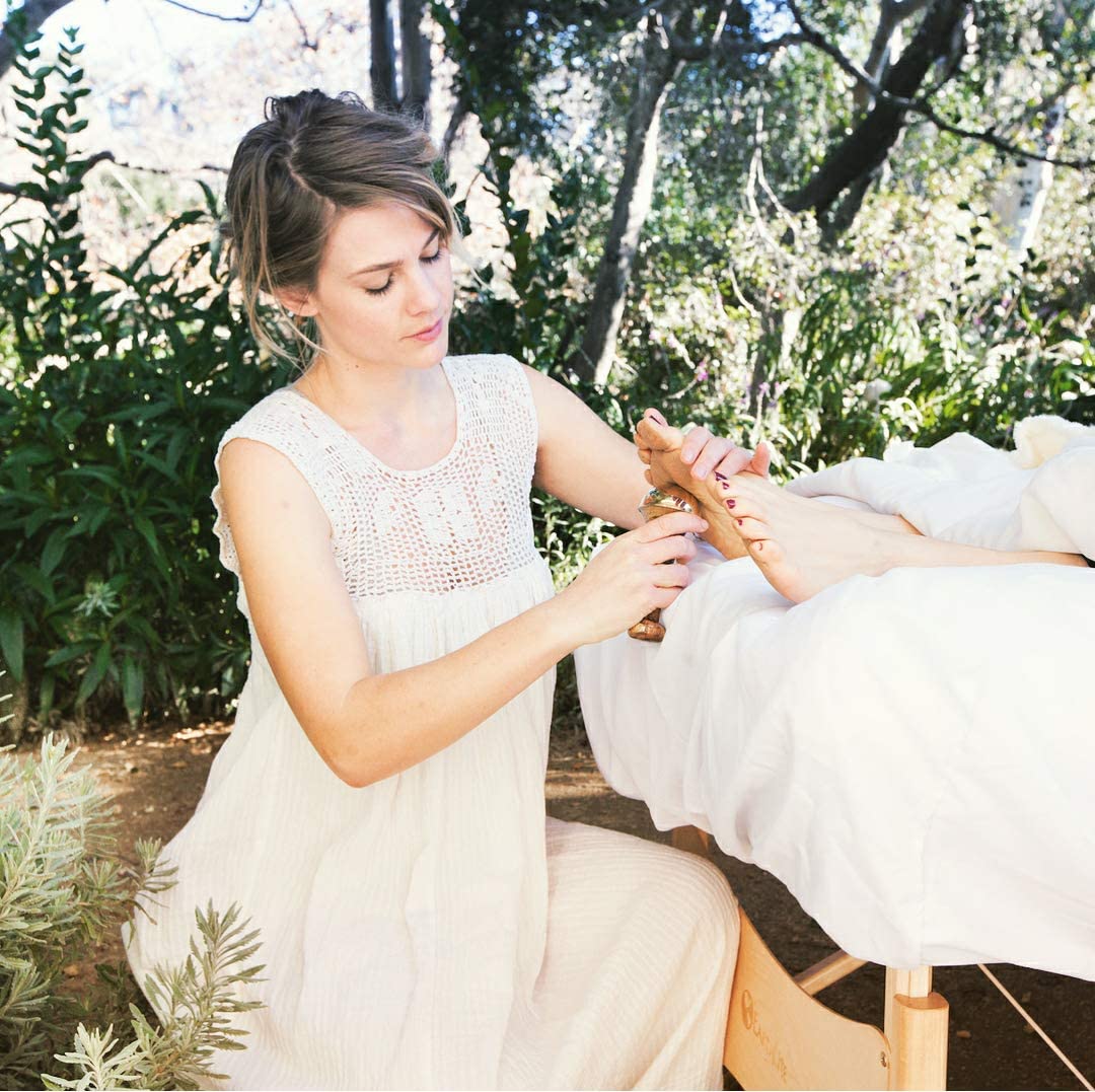 Livronic® Kansa Wand Face, Body & Foot Massager Foot Massager With Wooden Handle