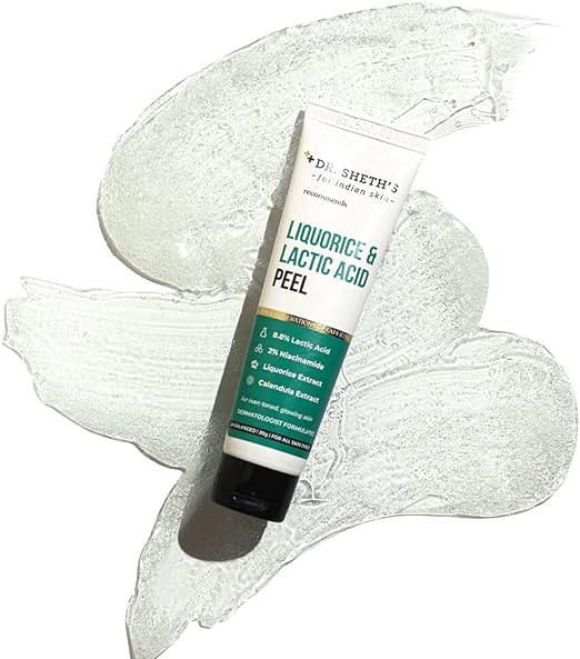 Dr. Sheth's Liquorice & 8.8% Lactic Acid (AHA) Chemical Peel For Even-Toned, Glowing Skin With 2% Niacinamide, Calendula Extract, AHA Peeling Solution For Face, Chemical Exfoliator For Unisex, 30g
