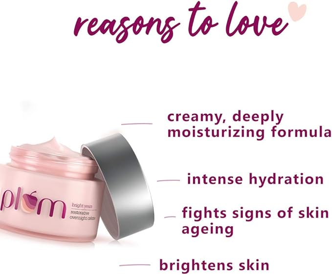 Plum Overnight Cream, Bright Years Restorative Overnight Creme, 50 ml, Age Specialist, For Normal And Dry Skin, Vegan Skin Care