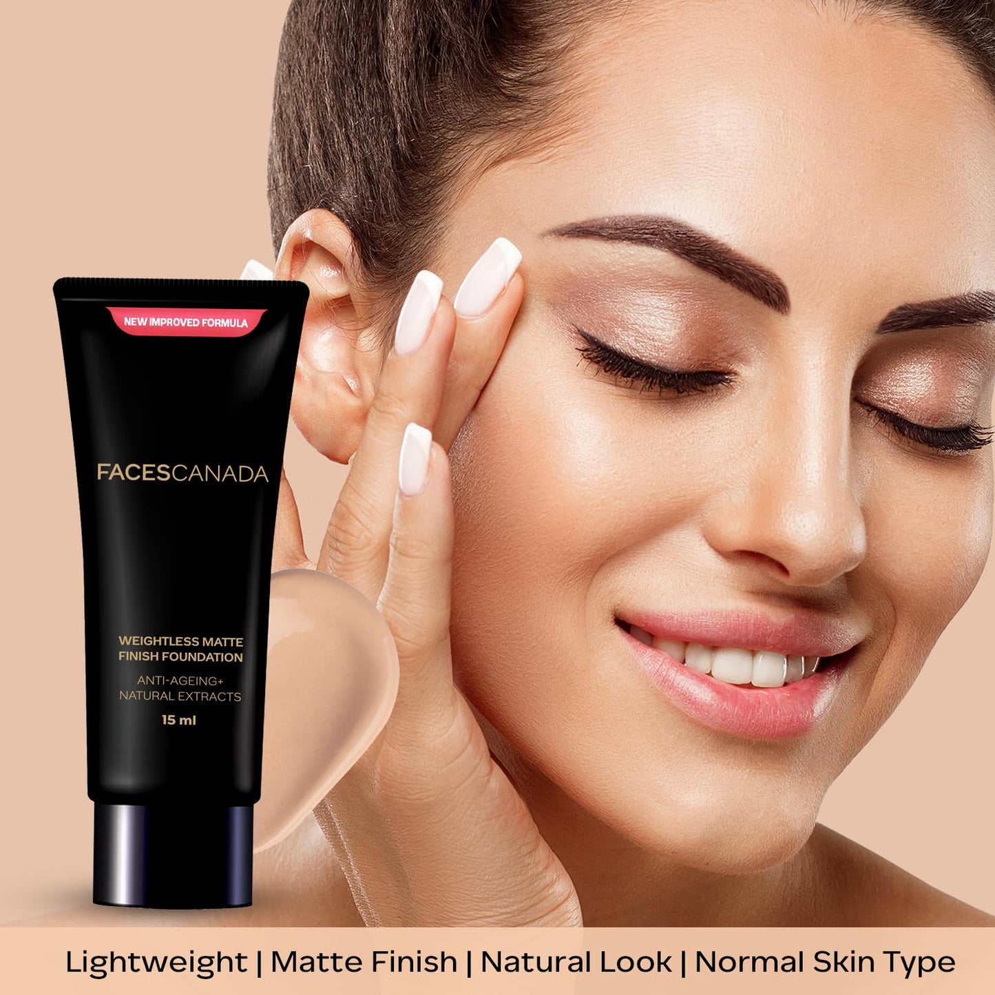 FACESCANADA Weightless Matte Finish Foundation - Ivory, 15 ml, Lightweight, Natural Finish