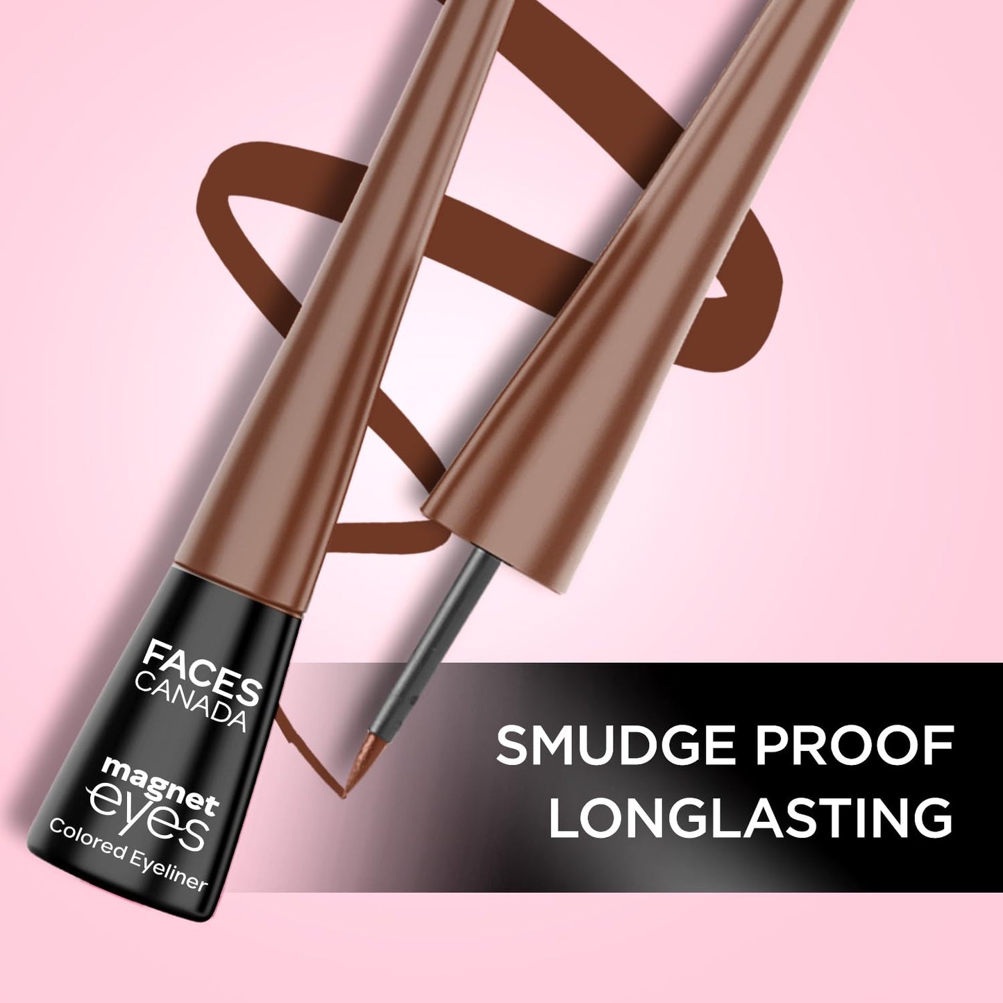FACESCANADA Magneteyes Color Eyeliner Gel - Powerful Brown,4 Ml|Glossy Finish|24Hr Long-Lasting|Waterproof